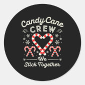 Christmas Candy Cane Heart Holiday Couples Matchin Ronde Sticker (Voorkant)