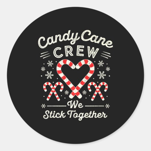 Christmas Candy Cane Heart Holiday Couples Matchin Ronde Sticker (Voorkant)