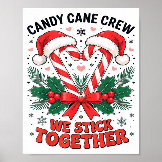 Christmas Candy Cane Heart Holiday Family Matching Poster (Voorkant)