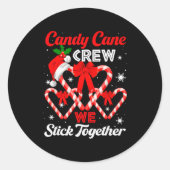 Christmas Candy Cane Heart Holiday Family Matching Ronde Sticker (Voorkant)