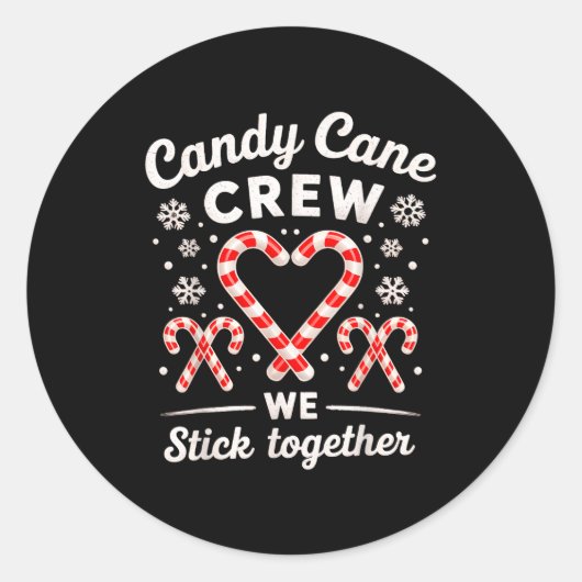 Christmas Candy Cane Heart Holiday Family Matching Ronde Sticker (Voorkant)