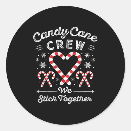Christmas Candy Cane Heart Holiday Family Matching Ronde Sticker (Voorkant)