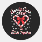 Christmas Candy Cane Heart Holiday Family Matching Ronde Sticker (Voorkant)