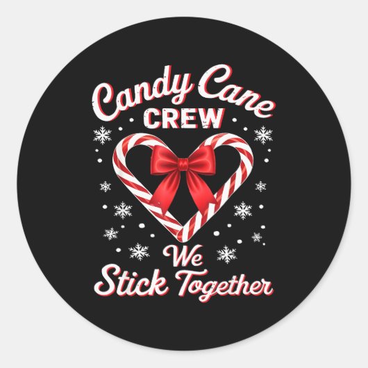 Christmas Candy Cane Heart Holiday Family Matching Ronde Sticker (Voorkant)