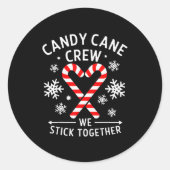 Christmas Candy Cane Heart Holiday Family Matching Ronde Sticker (Voorkant)
