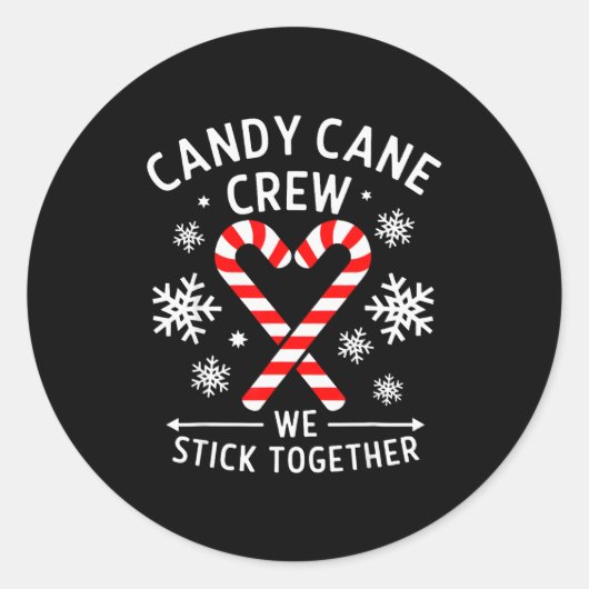 Christmas Candy Cane Heart Holiday Family Matching Ronde Sticker (Voorkant)