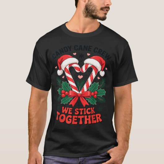 Christmas Candy Cane Heart Holiday Family Matching T-shirt (Voorkant)