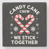 Christmas Candy Cane Heart We blijven bij elkaar Stenen Onderzetter (Voorkant)