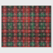 Christmas Candy Cane Hearts On Tartan Plaid Cadeaupapier (Vlak)
