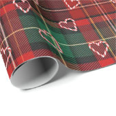 Christmas Candy Cane Hearts On Tartan Plaid Cadeaupapier (Rol Hoek)