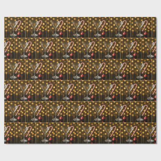 Christmas Candy Cane Hooked on a Martini Glass Cadeaupapier (Vlak)