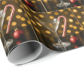 Christmas Candy Cane Hooked on a Martini Glass Cadeaupapier (Rol Hoek)