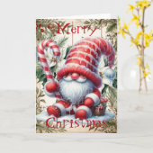 Christmas Candy Cane Icing Gnome Kaart (Gele Bloem)