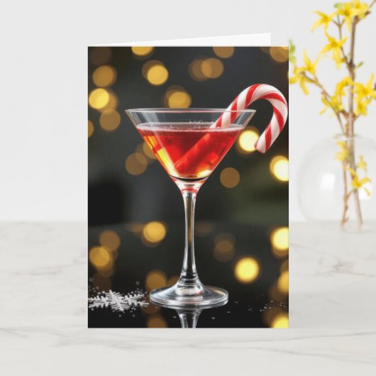 Christmas Candy Cane In a Cocktail Kaart (Gele Bloem)