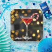 Christmas Candy Cane In a Cocktail Papieren Bordje (Feest)