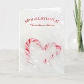 Christmas Candy Cane Love Heart Kaart (Voorkant)