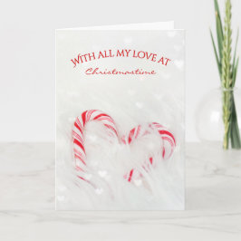 Christmas Candy Cane Love Heart Kaart