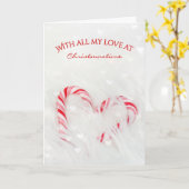 Christmas Candy Cane Love Heart Kaart (Gele Bloem)