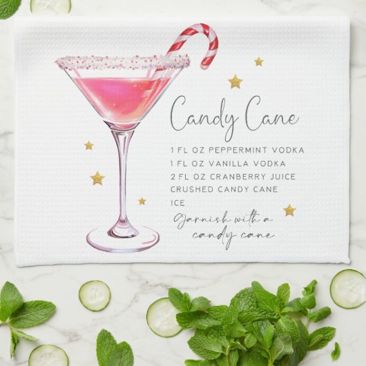 Christmas Candy Cane Martini Recept Waterverf Theedoek (Gevouwen)