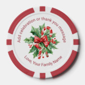 Christmas Candy Cane Mistletoe Custom Text Red Poker Chips (Voorkant)