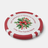 Christmas Candy Cane Mistletoe Custom Text Red Poker Chips (Enkel)