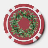 Christmas Candy Cane Mistletoe Custom Text Red Poker Chips (Achterkant)