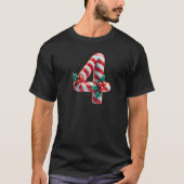 Christmas Candy Cane Number Four Design Raglan Bas T-shirt (Voorkant)