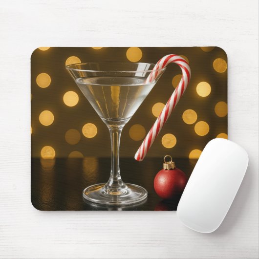 Christmas Candy Cane On a Martini Glass Muismat (Met muis)