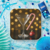 Christmas Candy Cane On a Martini Glass Papieren Bordje (Feest)