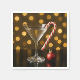 Christmas Candy Cane On a Martini Glass Servet