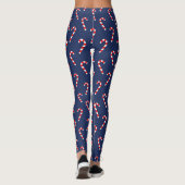 Christmas Candy Cane Patroon Blauw Leggings (Achterkant)
