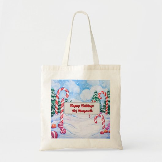 Christmas Candy Cane Personalized Chef Gift Tote Bag (Voorkant)