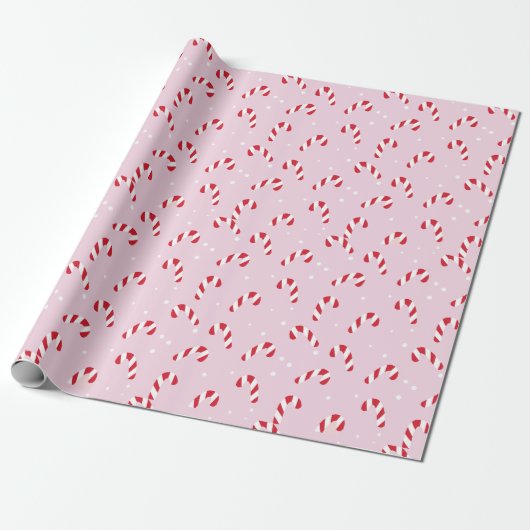 Christmas Candy Cane Pink Cadeaupapier (Uitgerold)