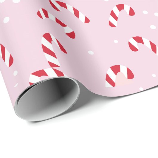 Christmas Candy Cane Pink Cadeaupapier (Rol Hoek)