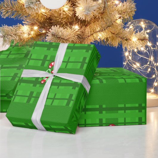 Christmas Candy Cane Plaid Inpakpapier (Feestdagen)