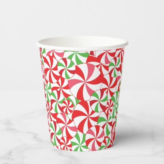 Christmas Candy Cane Print Party Paper Cups Papieren Bekers (Achterkant)