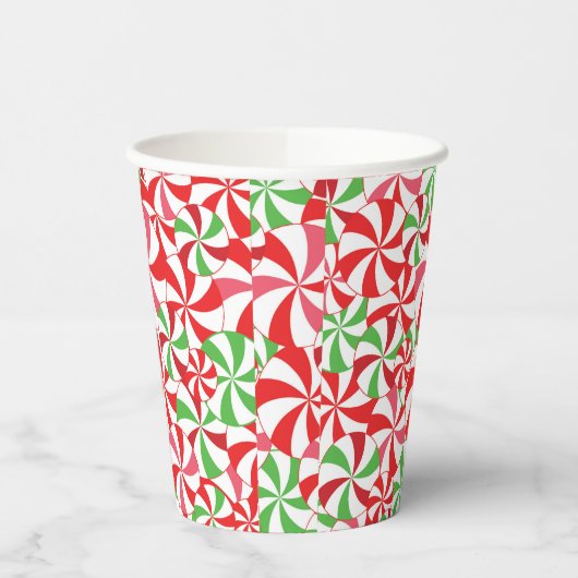 Christmas Candy Cane Print Party Paper Cups Papieren Bekers (Links)