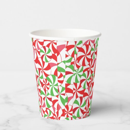 Christmas Candy Cane Print Party Paper Cups Papieren Bekers (Rechts)