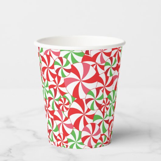 Christmas Candy Cane Print Party Paper Cups Papieren Bekers (Voorkant)