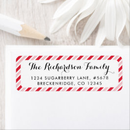 Christmas Candy Cane Red Stripes Pattern Holiday Etiket