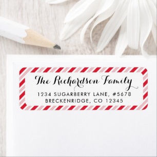 Christmas Candy Cane Red Stripes Pattern Holiday Etiket