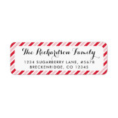 Christmas Candy Cane Red Stripes Pattern Holiday Etiket (Voorkant)
