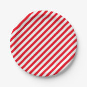 Christmas Candy Cane Red Stripped Paper Plates Papieren Bordje (Voorkant)