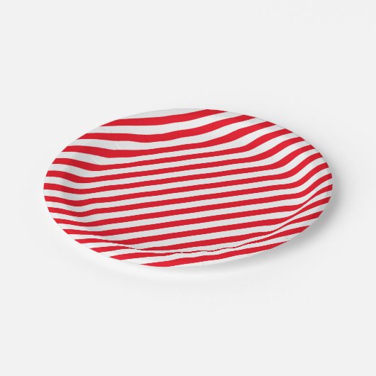 Christmas Candy Cane Red Stripped Paper Plates Papieren Bordje (Gekanteld)