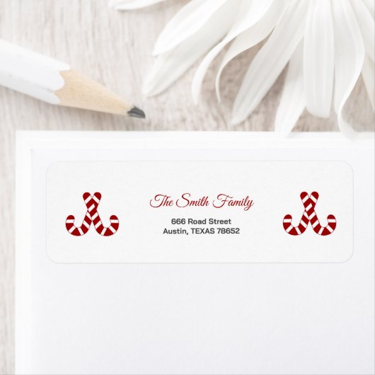 Christmas Candy Cane retour adreslabel Etiket (Insitu)