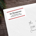 Christmas Candy Cane retouradres Etiket<br><div class="desc">Dit ontwerp is voorzien van een kerst retour adres zegels,  met een rood en wit,  modern minimalistisch,  informeel casual zegel,  met een strakke eenvoudige minimale schattige typografie,  een snoepriet strepen,  een feestelijke leuke,  chique vakantiestijl,  in overeenstemming met de noord pole times nieuwsbrieven.</div>