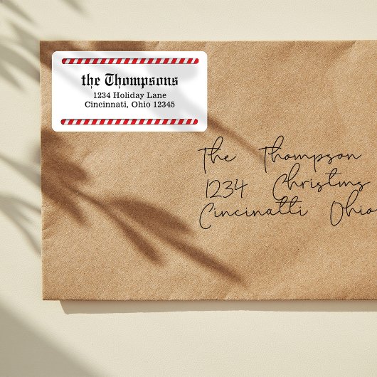 Christmas Candy Cane retouradres Etiket