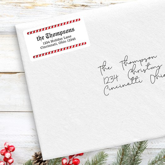 Christmas Candy Cane retouradres Etiket