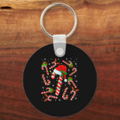 Christmas Candy Cane Santa Hat Reindeer Funny Xmas Sleutelhanger (Voorkant)