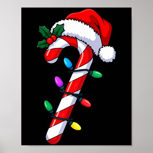 Christmas Candy Cane Santa Xmas  Poster (Voorkant)